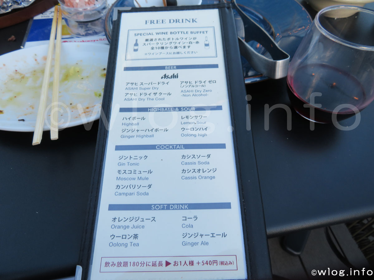 日本橋高島屋のBBQビアガーデンの飲み放題メニュー内容
